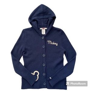 Disneyland Resort Navy Blue Mickey Mouse Button Up Cardigan Sweater Size…